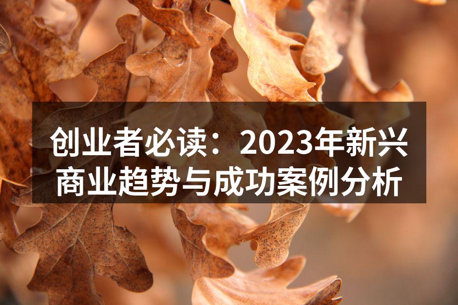 创业者必读：2023年新兴商业趋势与成功案例分析