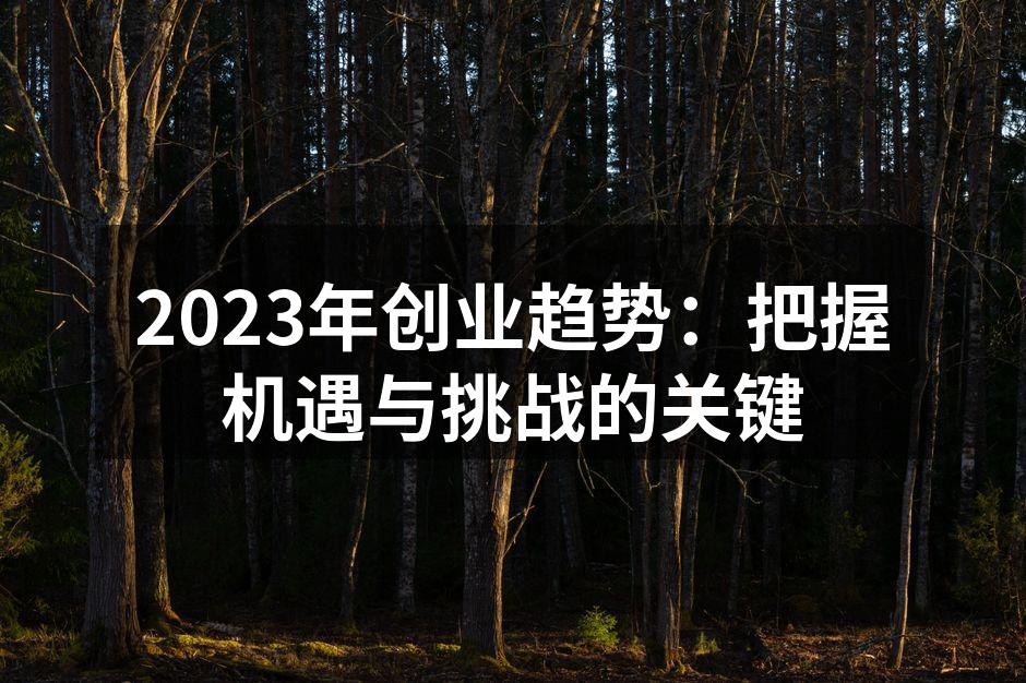 2023年创业趋势：把握机遇与挑战的关键